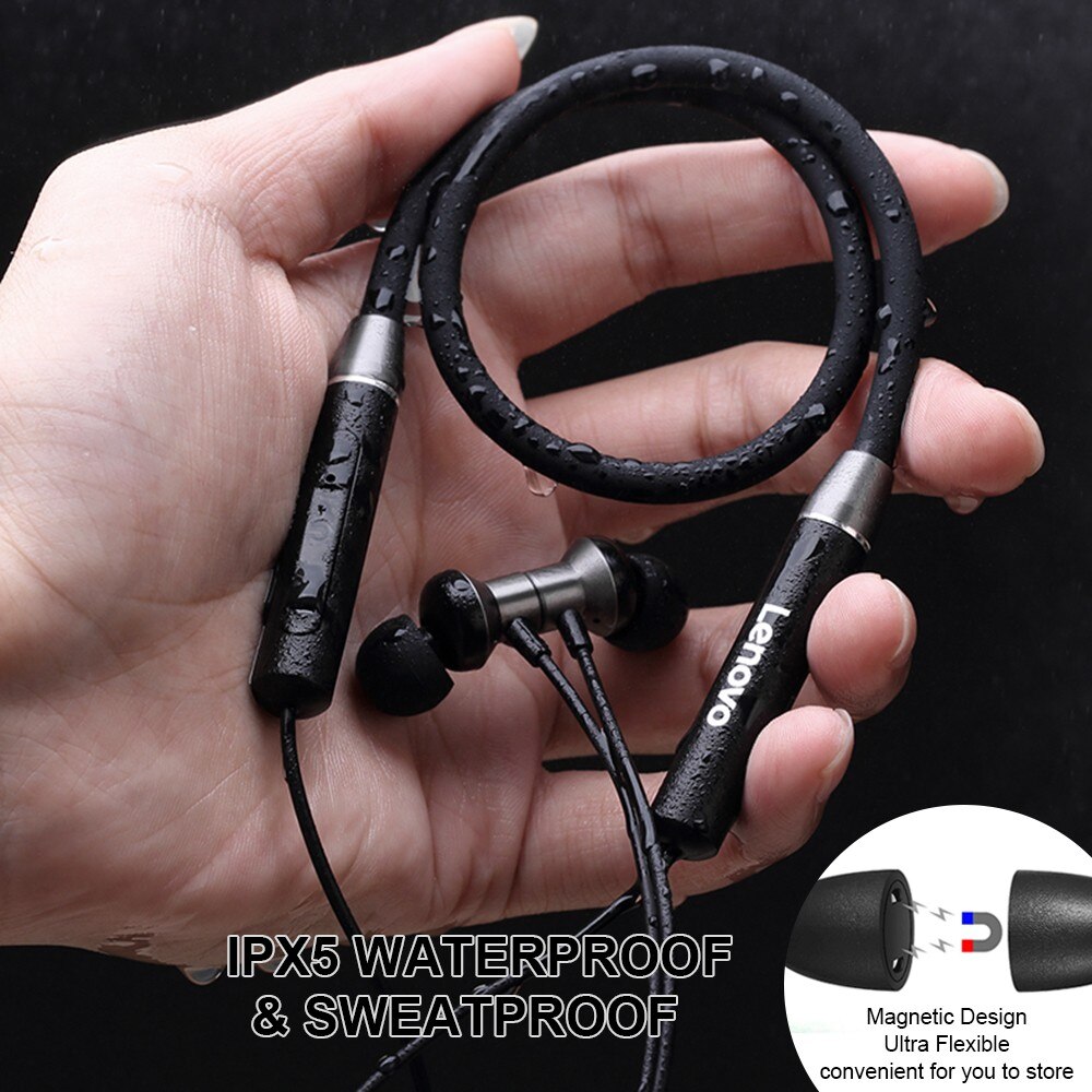 Original Lenovo HE05 Bluetooth 5.0 Neckband Wireless headphones Stereo Sports Magnetic Headphones Sports Running IPX5 Waterproof