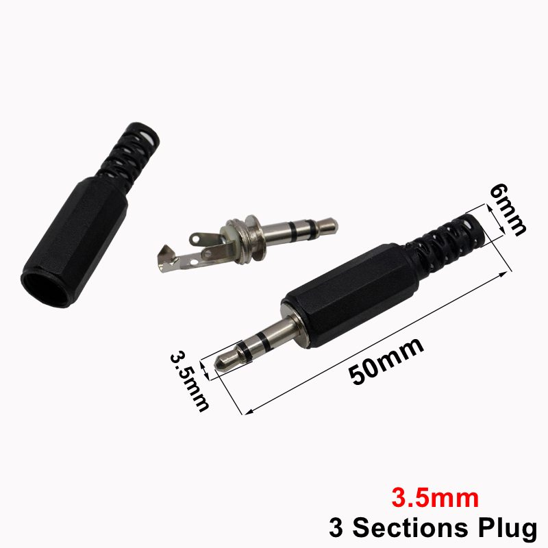 5 piezas, Enchufe macho de Audio para auriculares, conector para micrófono, 2,5mm/3,5mm, 2,5/3,5 secciones, 3/4: Gris oscuro
