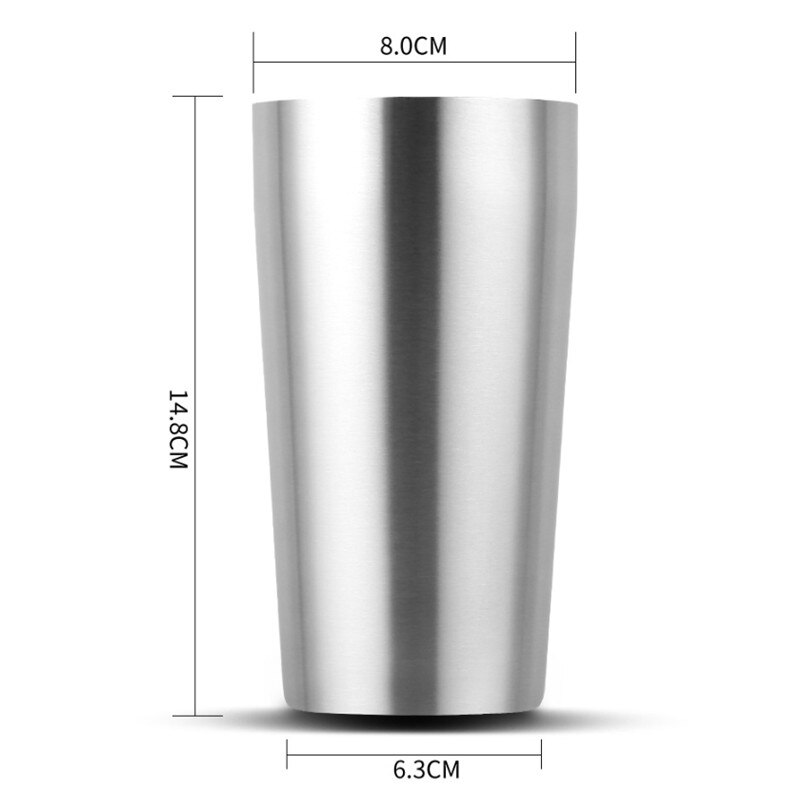 De gran capacidad Simple doble capa cerveza taza 304 termo de acero inoxidable botella de agua vaso Oficina vaso aislado coche taza de café: 450ml