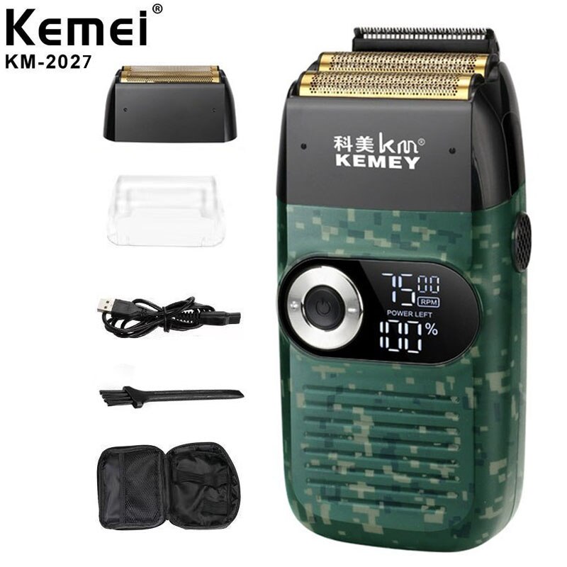 Kemei – rasoir électrique pour hommes, outil de coupe de cheveux avec chargeur USB rapide et écran LCD: KM-2027 Camouflage