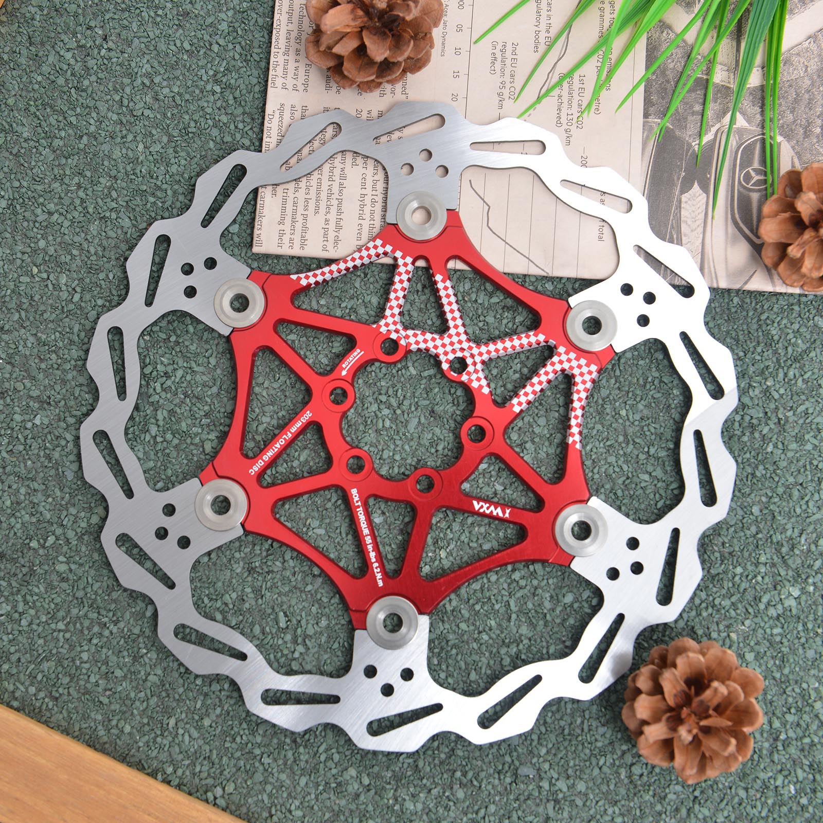 Bike Remschijven Warmteafvoer Drijvende Rotor Ultralight Float Disc Pad 160Mm 180Mm 203Mm Mtb Fiets schijfrem Pad: 203MM Red