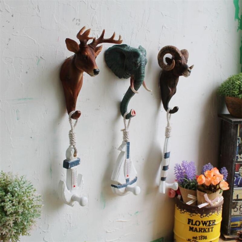 Ganchos de resina para colgar ropa, anzuelos de animales, antílope, cebra, elefante, jirafa, orangután, decoración de pared, 1 ud.