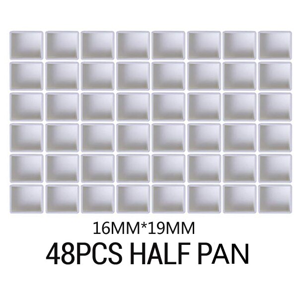 6/12/24/36/48Pcs Empty Half/Full Pan White Half Pans Paint Plastic Watercolor Paint Grid Half Pans Artists Palette Art Supplies: 48Pcs Half