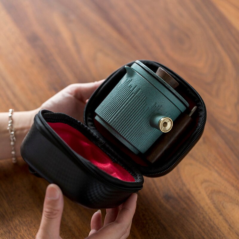 TANGPIN green ceramic teapots with 3 cups a tea sets portable travel tea sets with travel bag