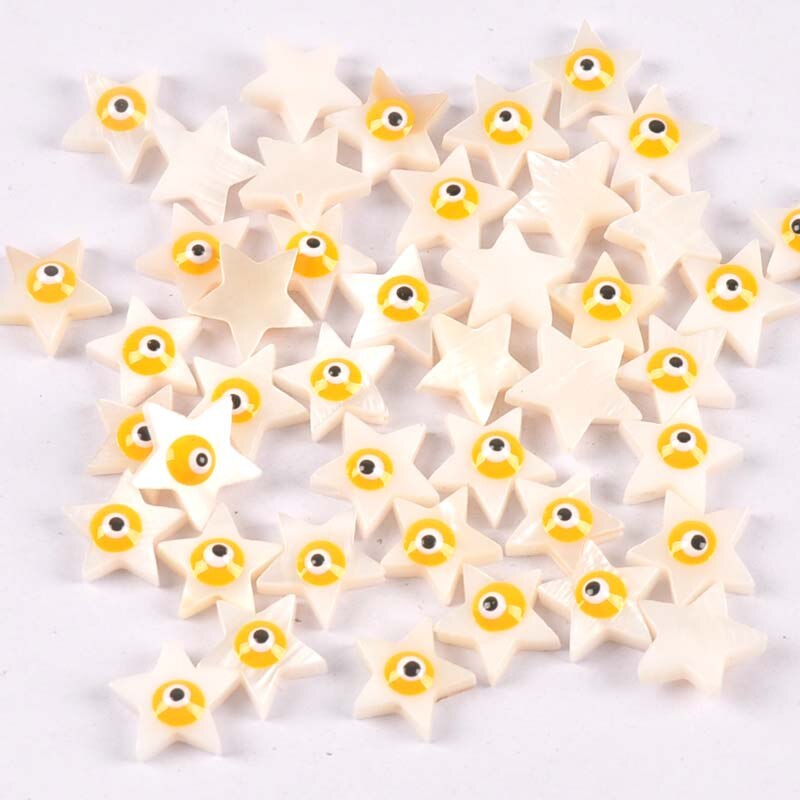 10 st/lot evil eyes stjärnor skal för smyckestillverkning armband pärlemor snäckskal lösa pärlor gör-det-själv heminredningshantverk  tr0362
