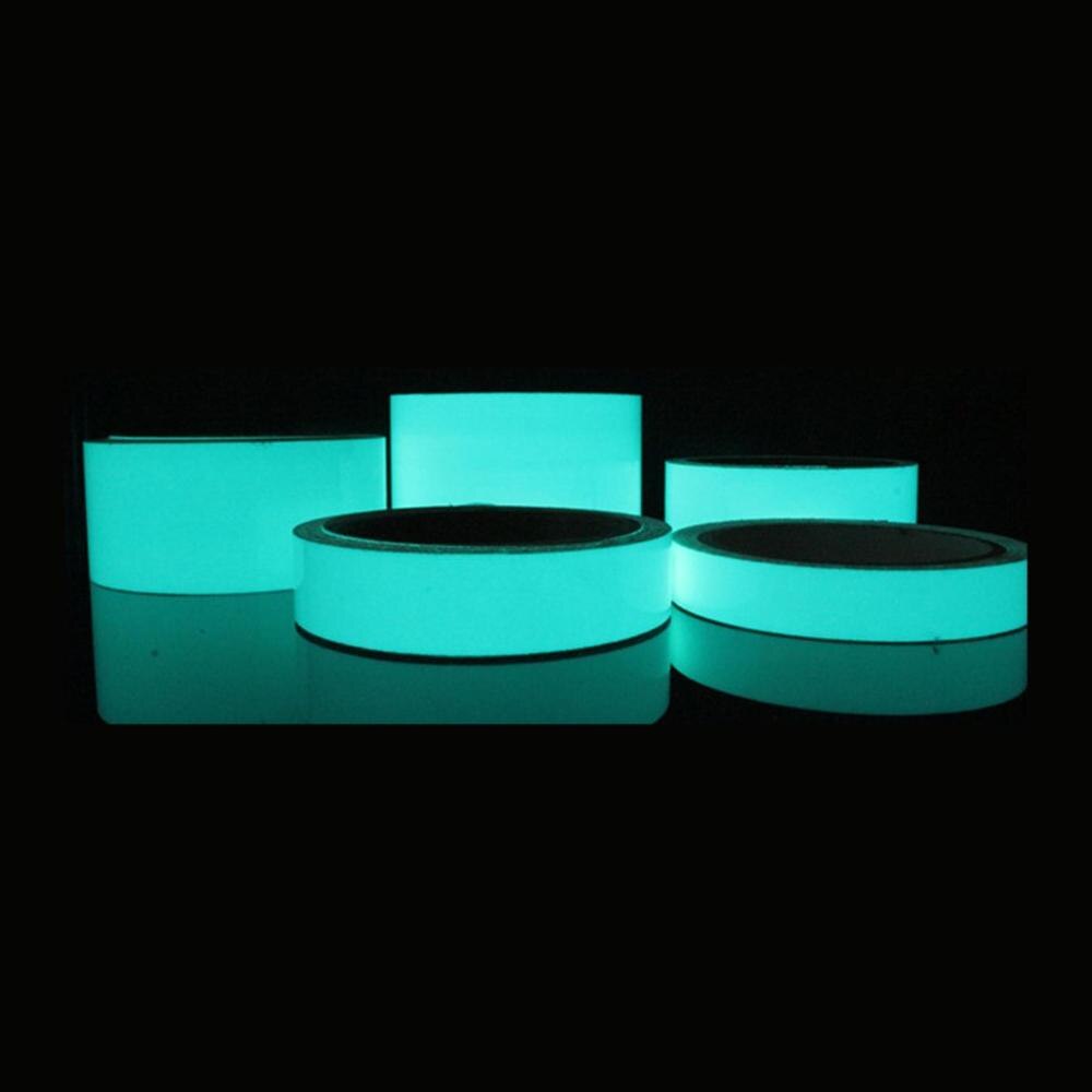 Reflective Glow Tape Self-adhesive Sticker Removable Luminous Tape Fluorescent Glowing Dark Striking Night Warning Tape: Blue Green 1.5CMx1M