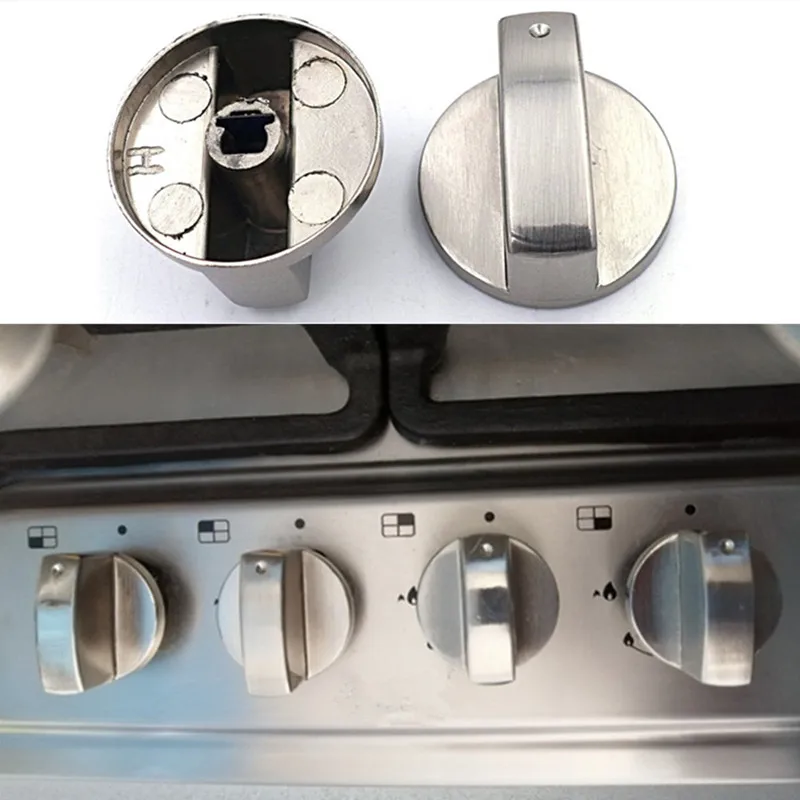 Gasfornuis Knoppen Fornuis Oven Schakelaar 6MM Gasfornuis Accessoires Montage Knop Universeel Zilver