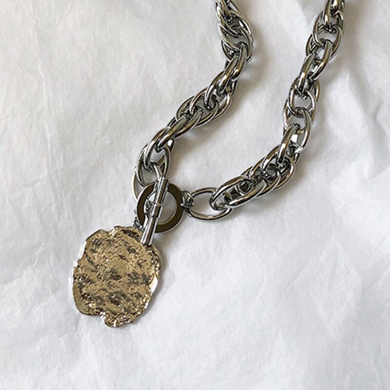 Klassieke dikke ketting met gedraaide ketting en hanger van legering voor dames/meisjes, feestsieraden