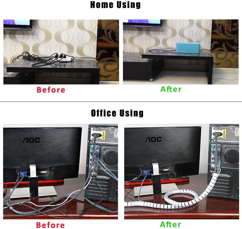 Cable Bundler Organizer Flexible & Expandable Cable Management Sleeve Coiled Tube Cable Collector- Dia. 22 mm, 100 cm Length