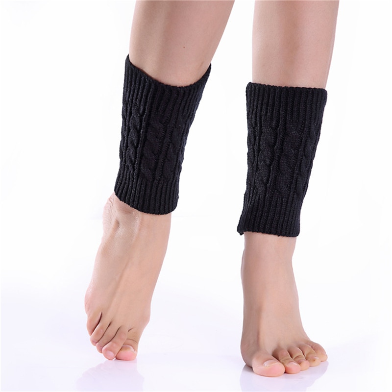 Jambières en tricot thermique pour femme, jambières, manches courtes, à la , chauffe-pieds, pour l&#39;hiver: Black