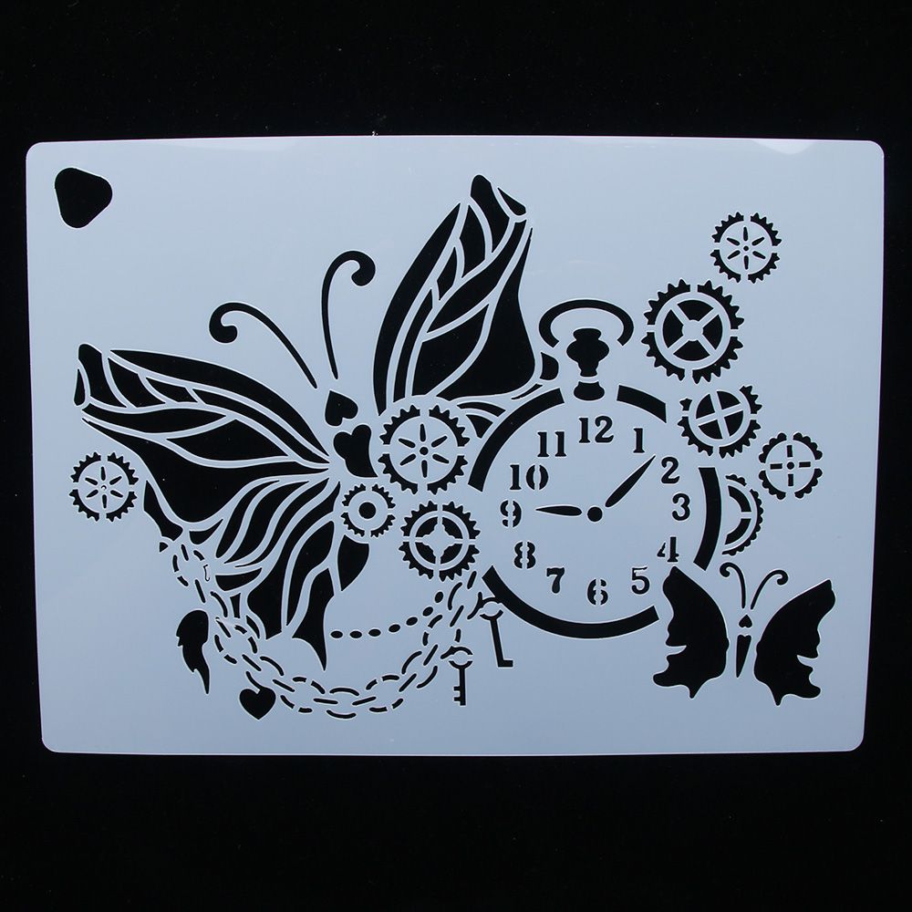 Pochoir réutilisable européen classique, horloge papillon, aérographe, peinture artistique, moule à gâteau en Spray, artisanat de décoration, bricolage