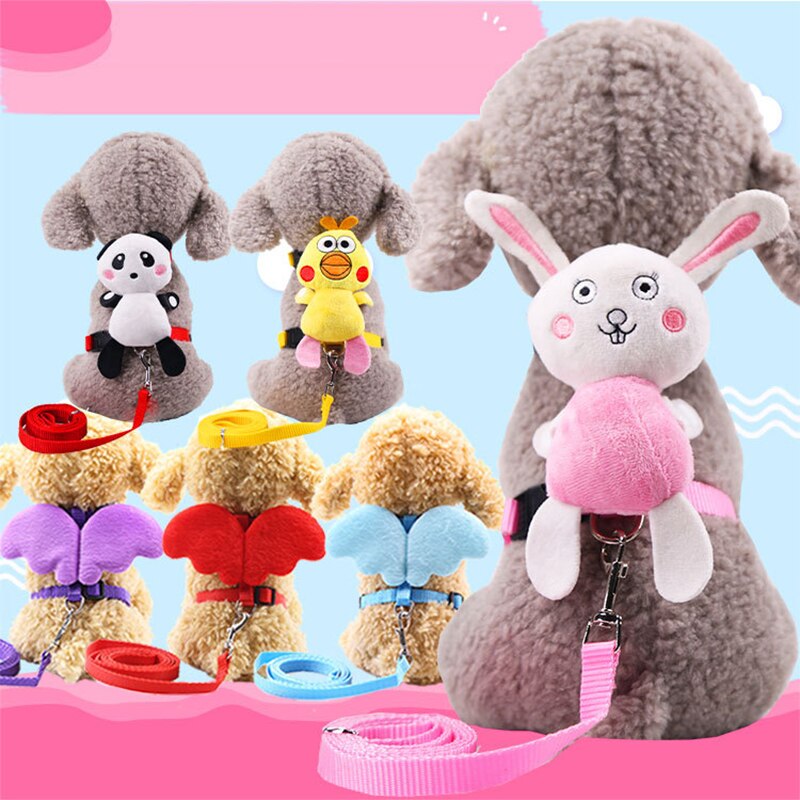 Chien laisses Hamesses fournitures animaux accessoires harnais accessoires ange poitrine dos Traction corde dessin animé poupée