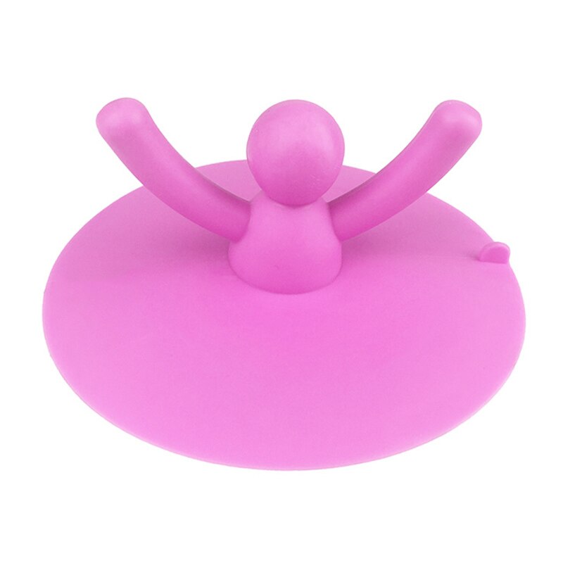 Tapón de drenaje de ducha con dibujo de persona, cubierta de silicona para bañera, recogedor de pelo para suelo, lavandería, cocina, baño, accesorios para el hogar: Rosa
