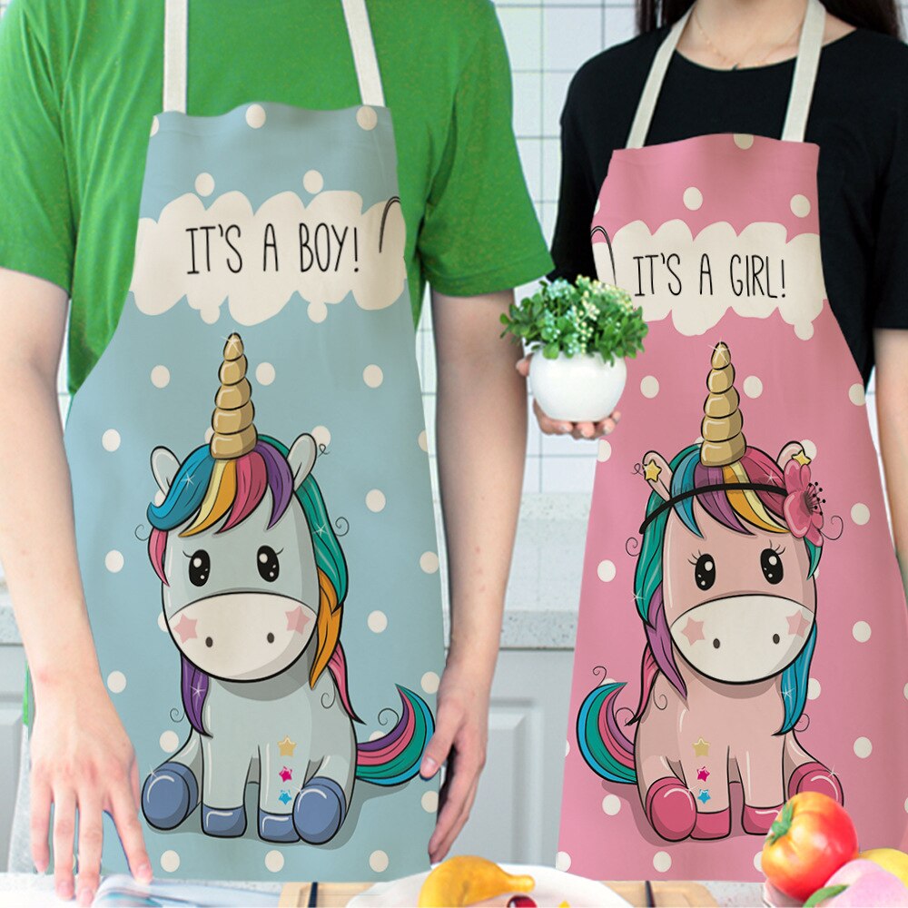 Unicorn Kitchen Apron Cartoon Parent-child Sleeveless Apron Cotton Linen Aprons for Adult Home Cleaning Tools Bibs