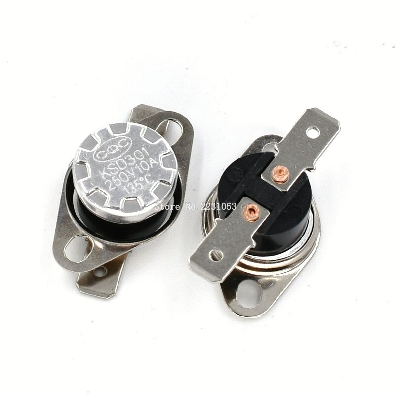Capteur de Thermostat, 2 pièces normalement ouvert, KSD301 10A, 250V, 40-135 degrés, bakélite KSD-301, interrupteur de température 50 60 65 70 75 80 90 100