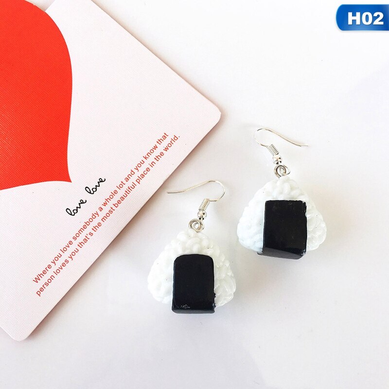 Lovely Handmade Japanese Harajuku Rice Balls Earrings Cute Geometric Sushi Food Fun Earrings For Women Girl Jewelry