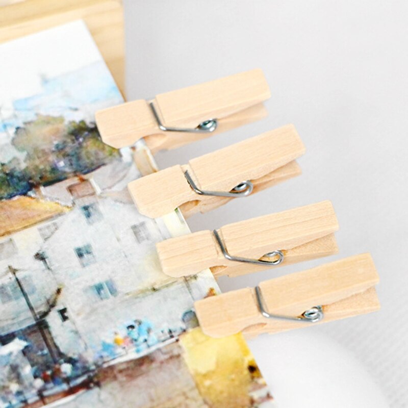 Pinzas de madera para fotos, soporte para notas, pinzas de ropa reutilizables, Clips de ropa antideslizantes para lavandería en casa, pared de fotos DIY, 50 piezas