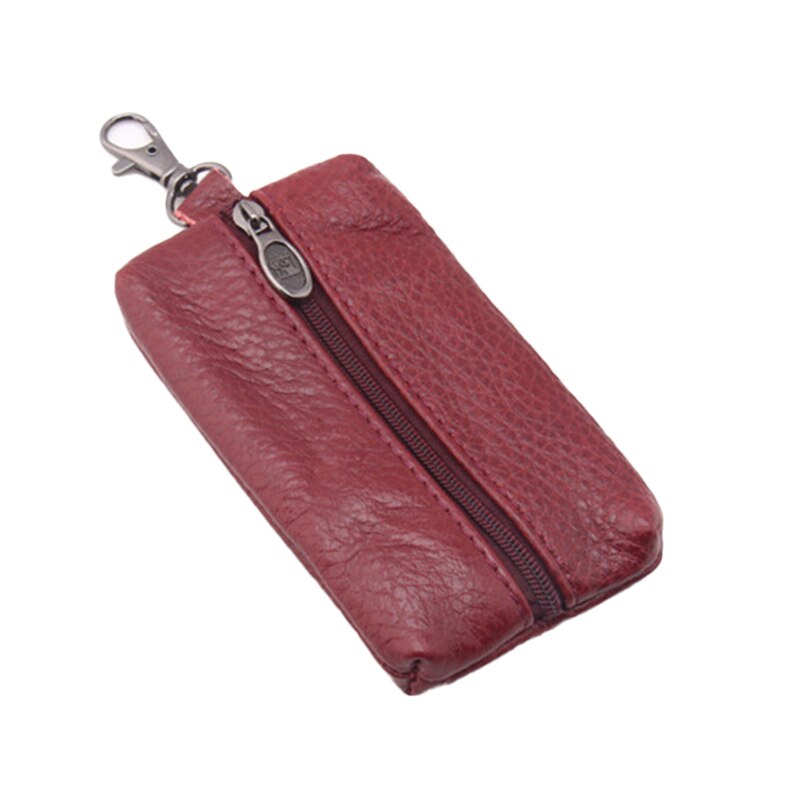 Funda suave para llaves de coche, Funda de cuero inteligente carteras con llavero, fundas para ama de llaves, bolsa con cremallera, funda para llavero, organizador de llaves, bolsas para tarjetas, 1 ud.: Burgundy