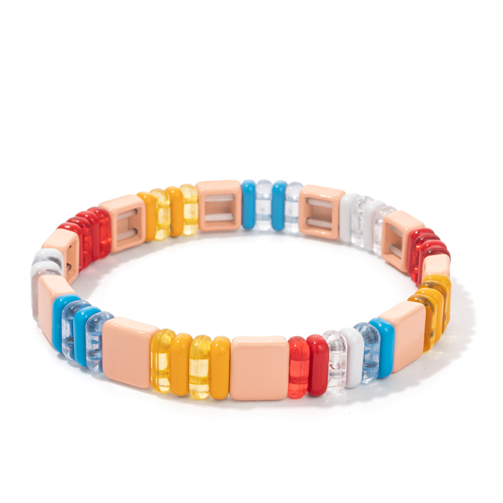 2022 Nuovo design Braccialetti Elastici Colorati per Le Donne Rianbow Acrilico Lucido Braccialetti Braccialetti di Metallo Della Boemia Perline Gioielli: Bronzo antico placcato