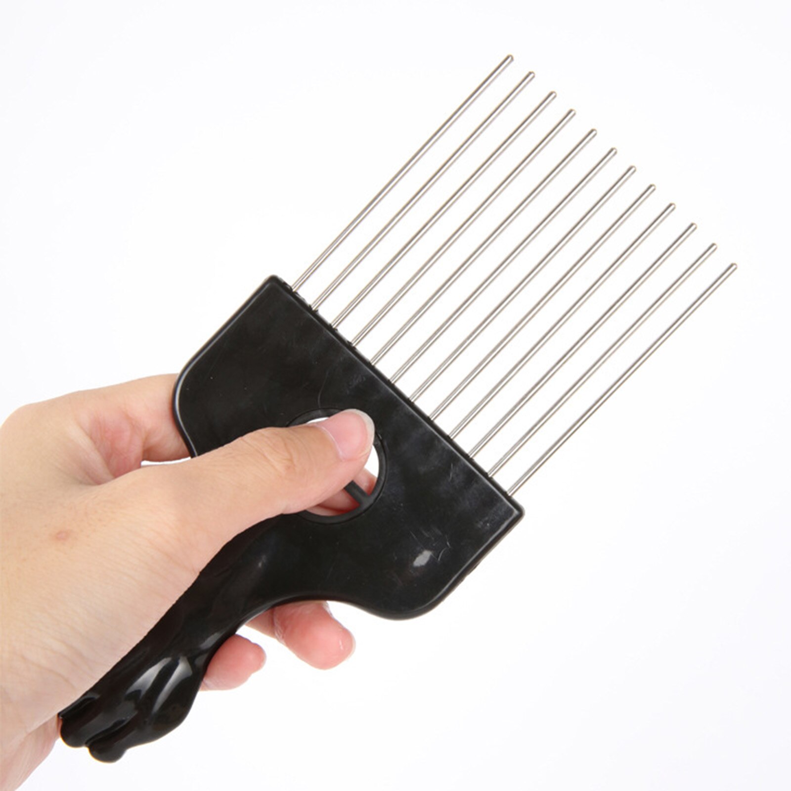 Peine Afro Americano para peluquería, herramienta para desenredar la peluca, estilismo del cabello para uso doméstico, peines de Metal negro para pelo de selección Afroamericana