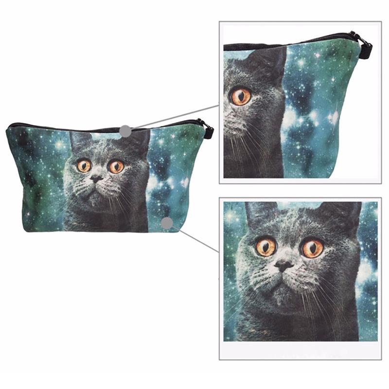 Neue 3D Kätzchen Gedruckt Weibliche Lagerung machen-hoch Taschen Frauen Mädchen Kupplung Taschen niedlich Karikatur Katze Reise Behälter Kosmetische fallen