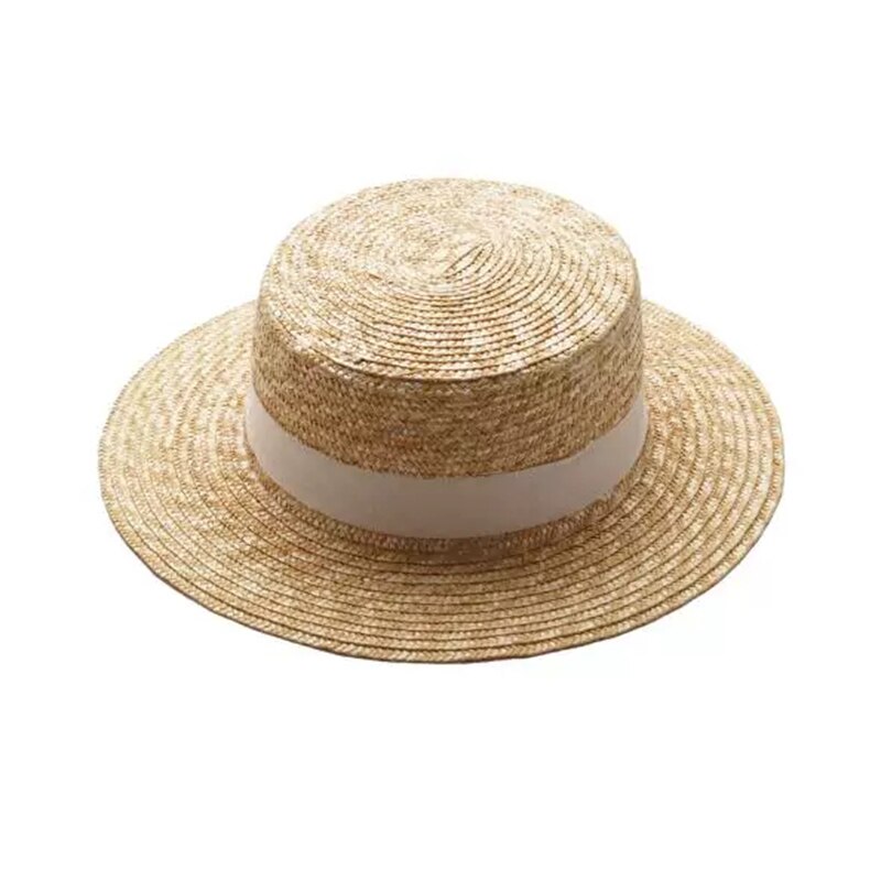 Pop Zomer Vrouwen Schipper Strand Hoed Vrouwelijke Casual Panama Hoed Dame Klassieke Platte Strik Stro Zon hoed Vrouwen Fedora: 3