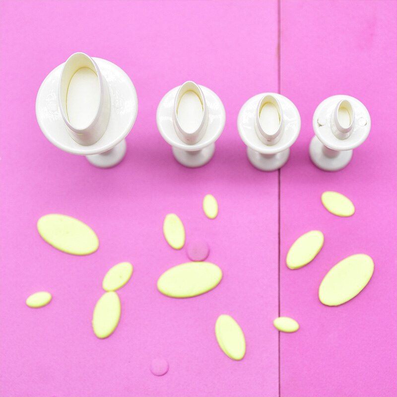 4 stuks/set van biscuit cutter food grade plastic cutter ovale/ronde biscuit cutter fondant cakevorm cake decoratie gereedschappen