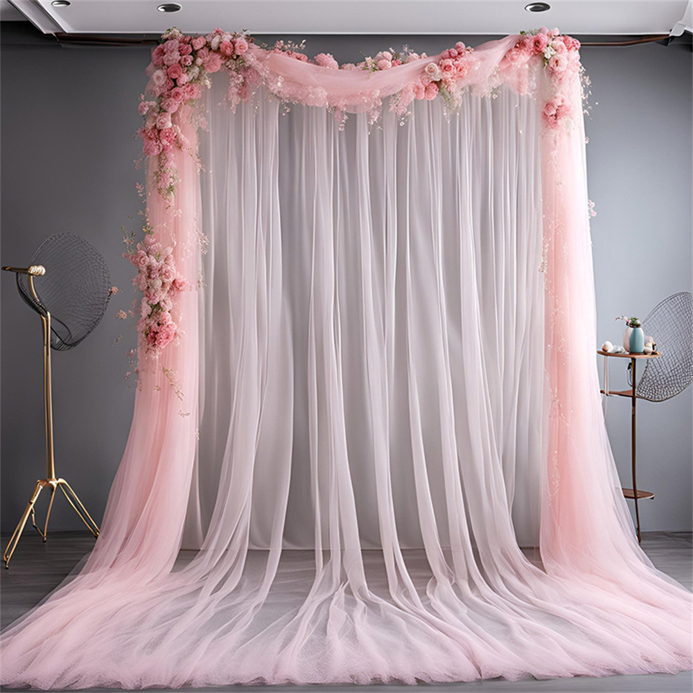 Cortinas de fondo de tul para boda, cortinas de fondo transparentes para de cumpleaños, de primavera, decoración de fondo de fotografía, 1/2/3/5/10M: 900 x 2.000 x 150 mm / Rosa