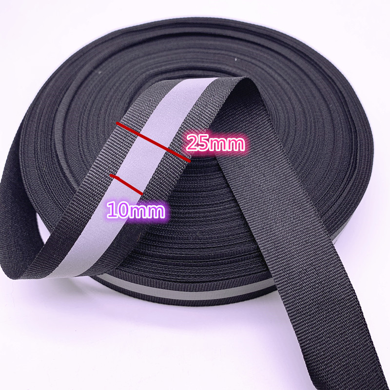 5 jardów 10mm 15mm 20mm 25mm 50mm czarny bezpieczeństwo srebrny odblaskowy przyszyć taśma z tkaniny półkoszulka z paskiem taśmój