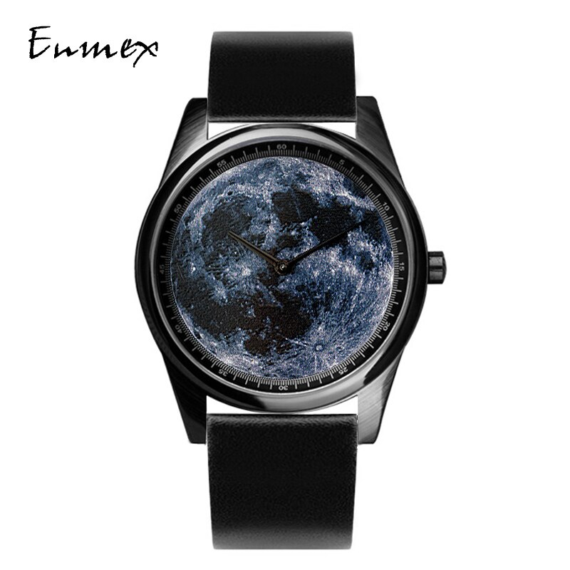 Reloj de pulsera de especial de individualización Enmex, 3D moonscape, reloj de cuarzo de de acero neutro para hombre