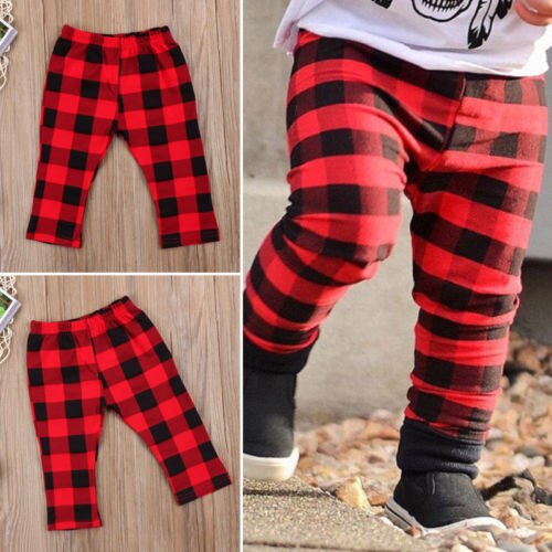 Forår efterår nyfødte bukser børn baby pige drenge afslappet røde plaid bukser leggings underdele tern tøj 0-3y