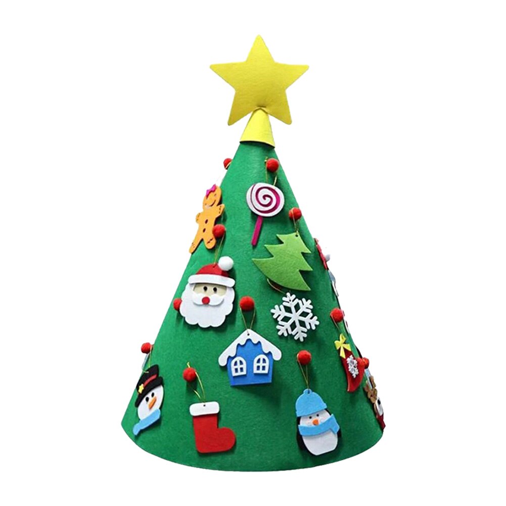 DIY Felt Christmas Tree Stereoscopic Christmas Ornaments Decorative Xmas Children Party Festival Supplies Accessories: Fluorescence Yellow