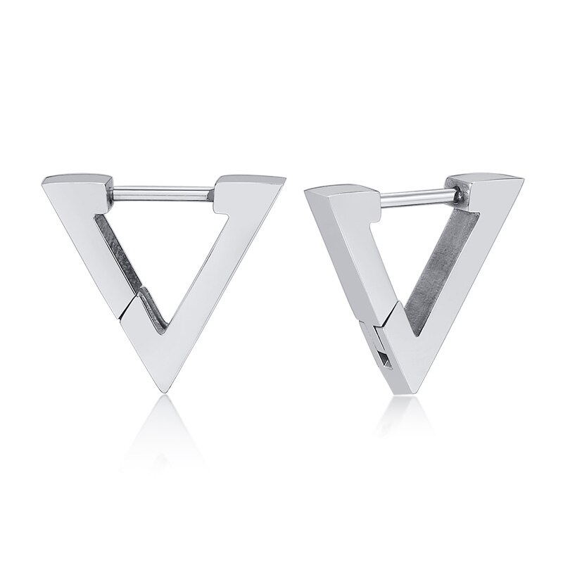 Sekskant øreringe til mænd kvinder geometri hex huggies rustfrit stål moderne unikke ørering unisex smykker: Stil 1 1 par sølv