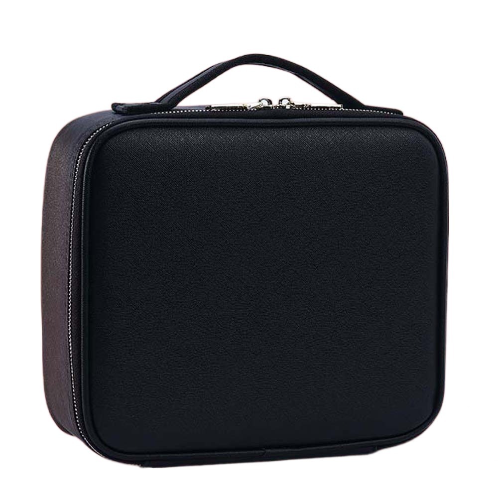 Large Capacity Cosmetic Bag Suitcase Anti-Splash Water Portable Handheld Makeup Bag PVC Compartment Portable Cosmetic Case: black