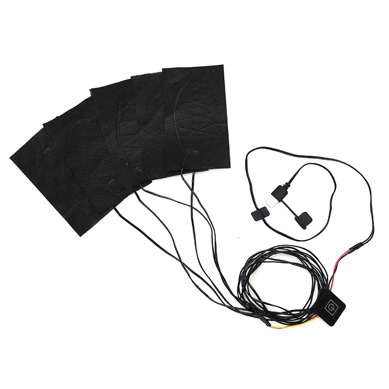 1 Tot 5 Usb Elektrische Verwarming Pads 8.5W Thermische Kleding Warmer Carbon Fibre Schakelaar Doek Handschoenen Schoenen Verwarming