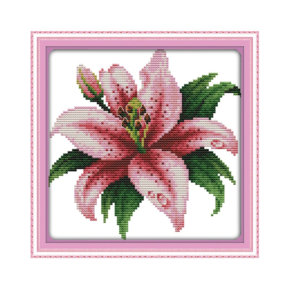 Den blommade liljan korsstygnskit 14ct 11ct count print canvas sticking brodery diy handmade handwork plus