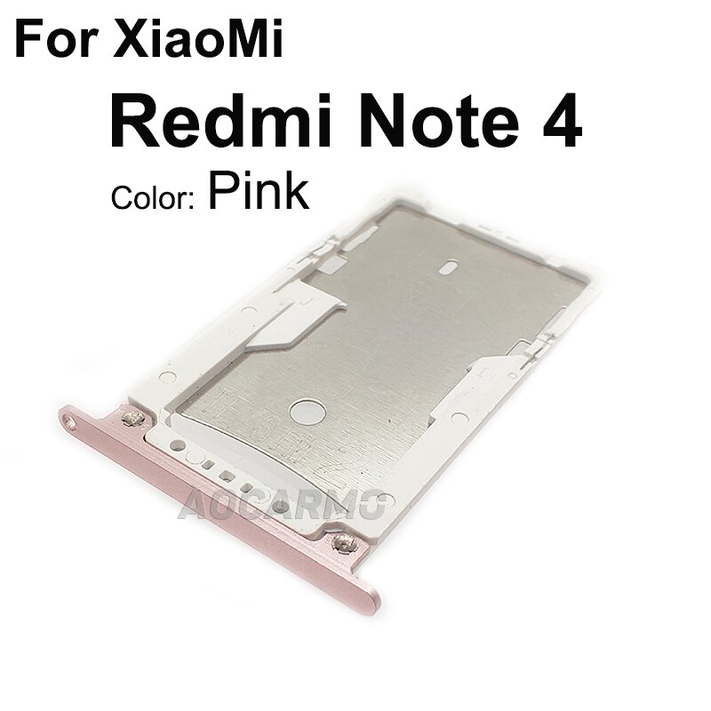 Aocarmo Sim Card Tray MicroSD SD Slot Holder Replacement Part For XiaoMi Redmi Note 4: Note 4 -- Pink