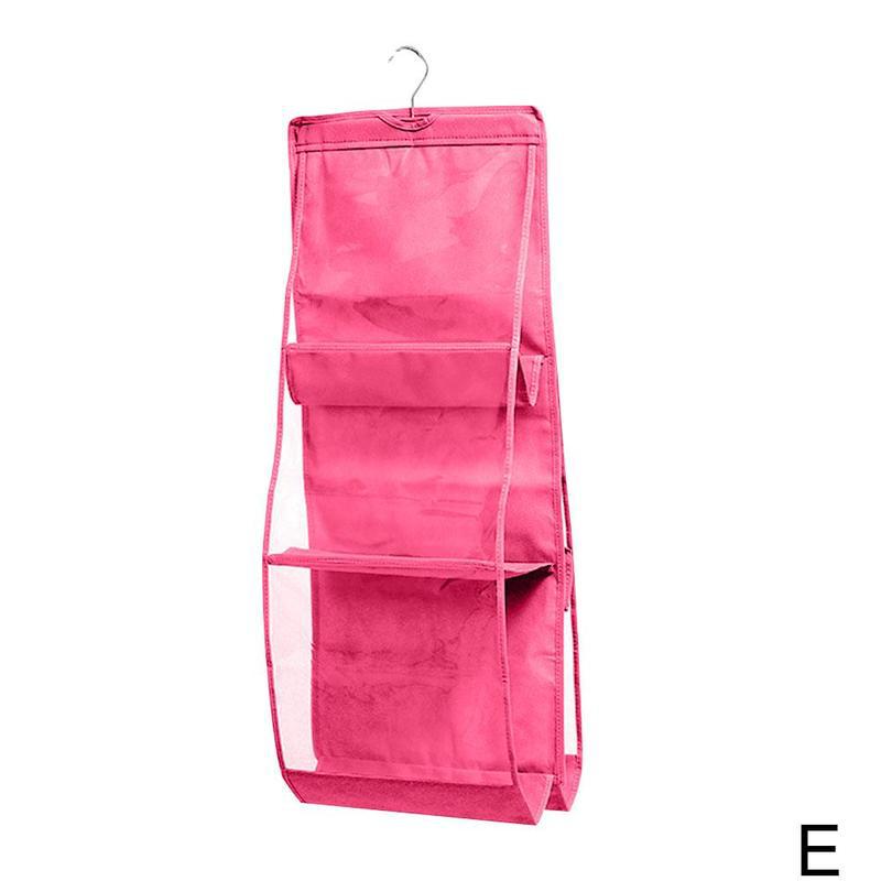 Double-sided Six-layer Bag Hanging Bag For Wardrobe Closet Bag Non-woven Hanging Organizer Storage Handbag F1W8: E