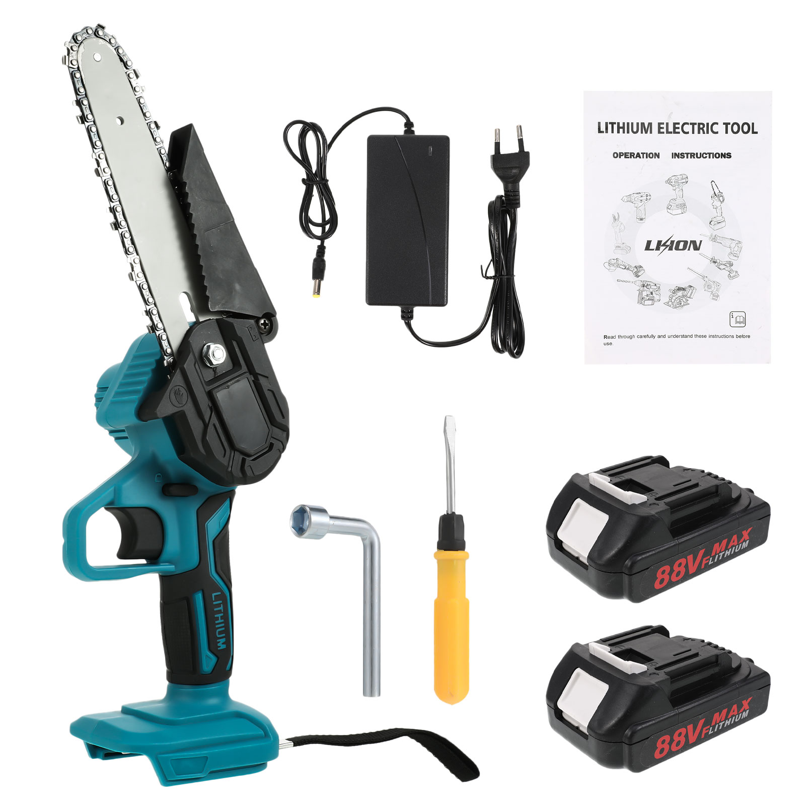 6 Inch Draadloze Elektrische Kettingzaag Pruningsaw Tuin Boom Logging Trimmen Saw Power Tools Met 88VF Makita Batterij: 2 battery 1 charger / EU