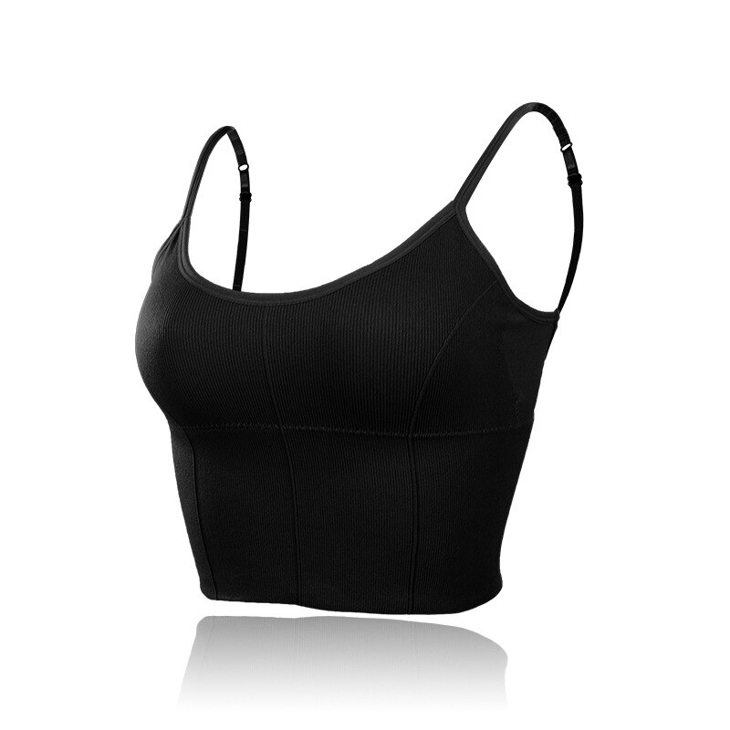 Grote u-vormige mooie rug bh sexy naadloze omhulde borst tube top sport vrouwelijke jarretelles ondergoed: Zwart