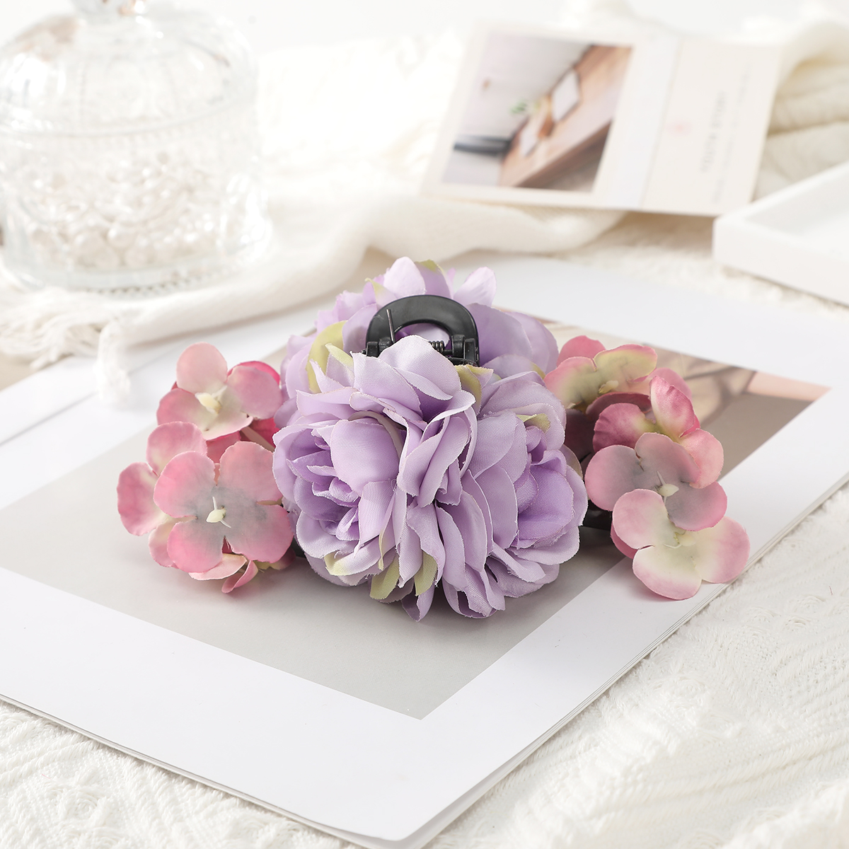 Haimeikang, pinza para el pelo de flores de gran tamaño, garras, cangrejo para el pelo, pasadores gruesos, horquillas, accesorios para el cabello de de verano para mujer: Negro
