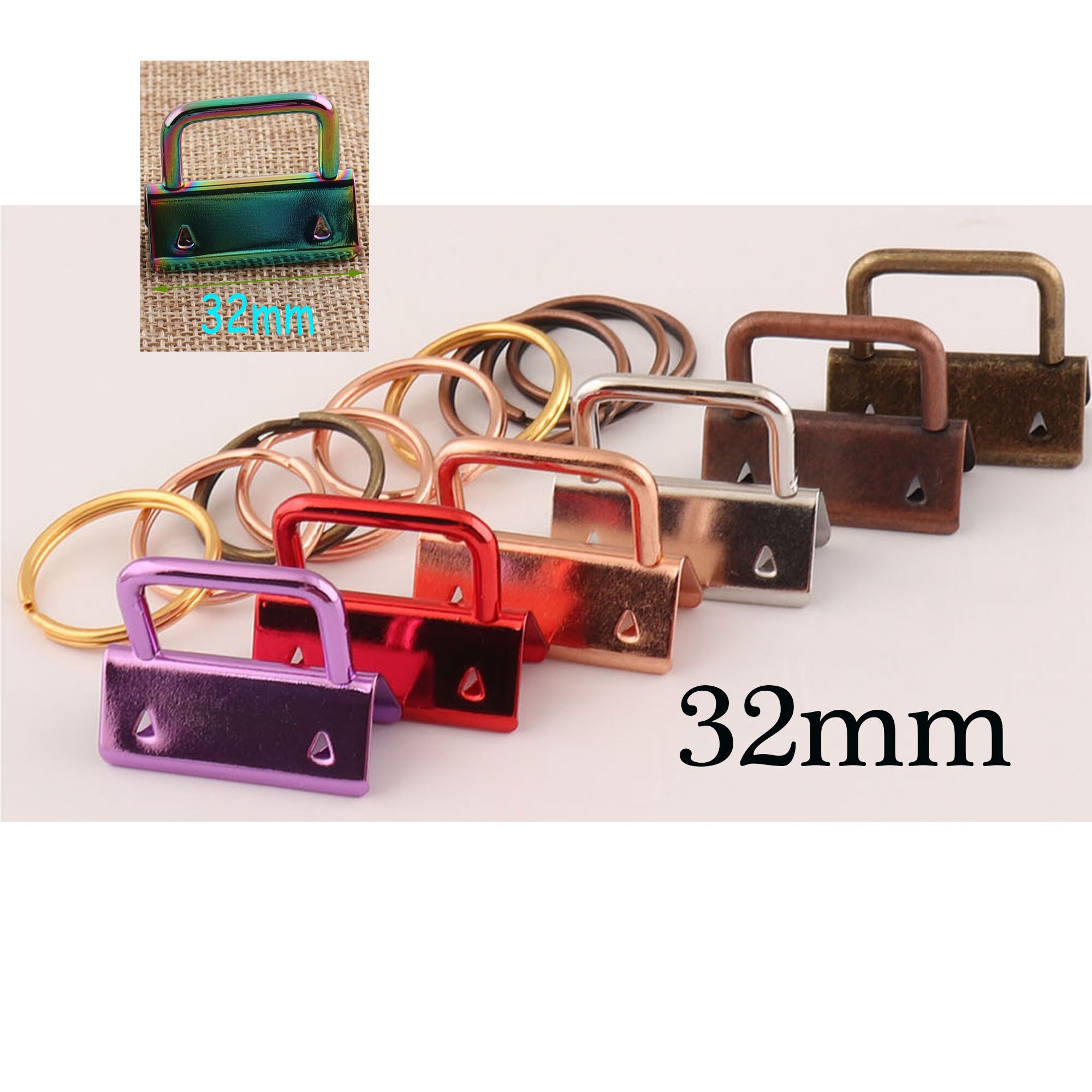 10 sets 32mm Key Fobs Hardware with Key Rings,1.25 Wristlets Key Chains Key Chain Webbing,Key Chains-1 1/4"