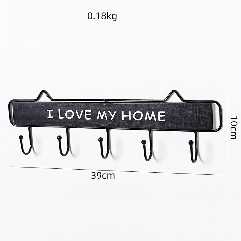 CAPTAINIRON Wall Hanging Letter Hooks for Key Holder Wall Decoration Hanger Iron Craft for Home Decor and Kitchen Tools Perchero: Black Home-5Hooks
