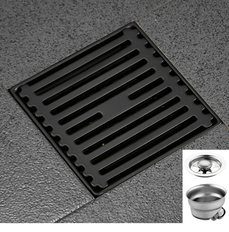 Stainless Steel Direct Row Large Displacement Floor Drain Bathroom Bathroom Balcony Anti Odor And Anti Blocking Baking Paint: stainless steel A