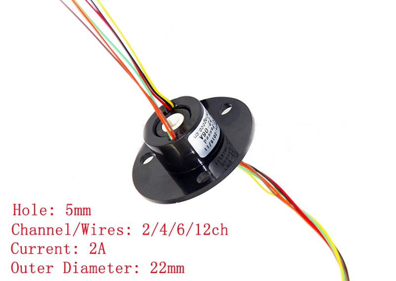 1PCS 2/4/6/8/12ch Wires 2A 10A Hollow Shaft Slip Ring Hole 5-38.1mm D22-99mm Conductive Rotary Joint Electric Slipring Connector