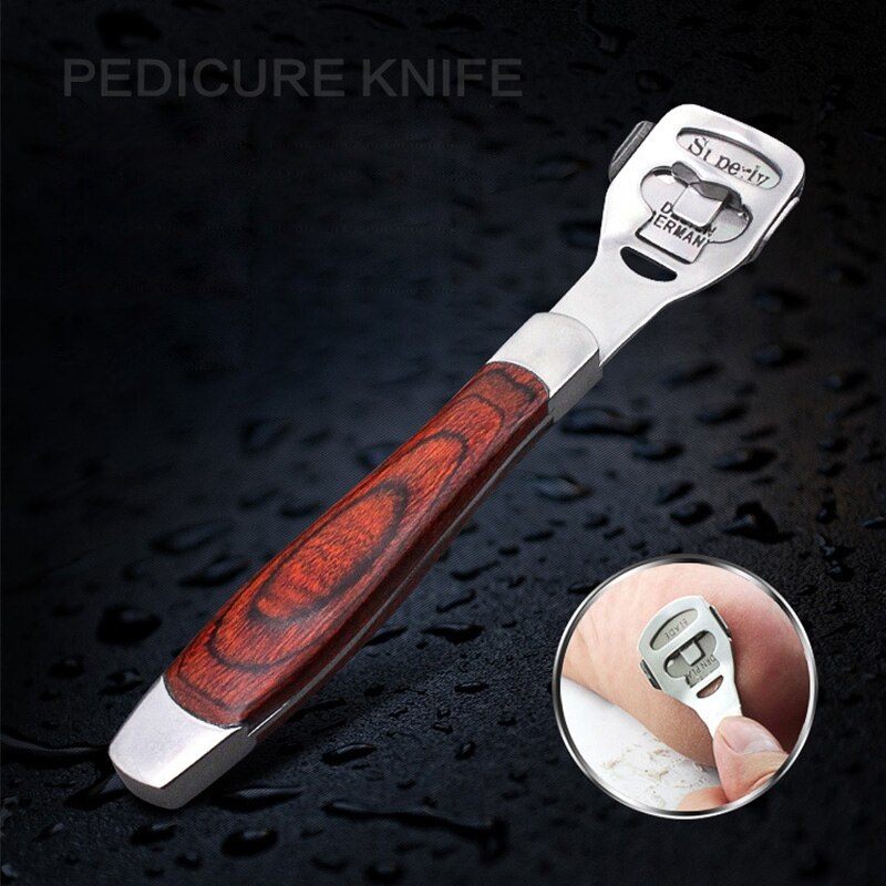 Máquina de pedicura y cuidado de pies con mango de madera, cortador de durezas, removedor de cutículas, cuchillas de afeitar, herramienta