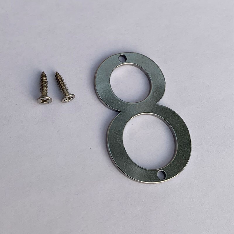 50mm Stainless Steel House Numbers With Screws Metal Digital Label Doorplate Door Plaque Number Signs For Mailbox Street Numbers: Number 8