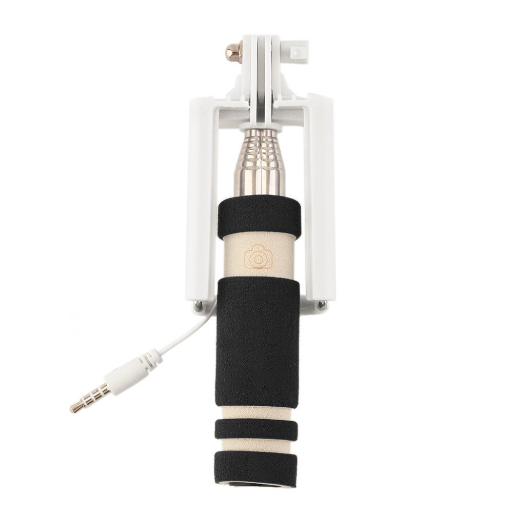 5 colores Mini extensible Selfie Stick con cable remoto obturador monopié para todas las marcas teléfono móvil