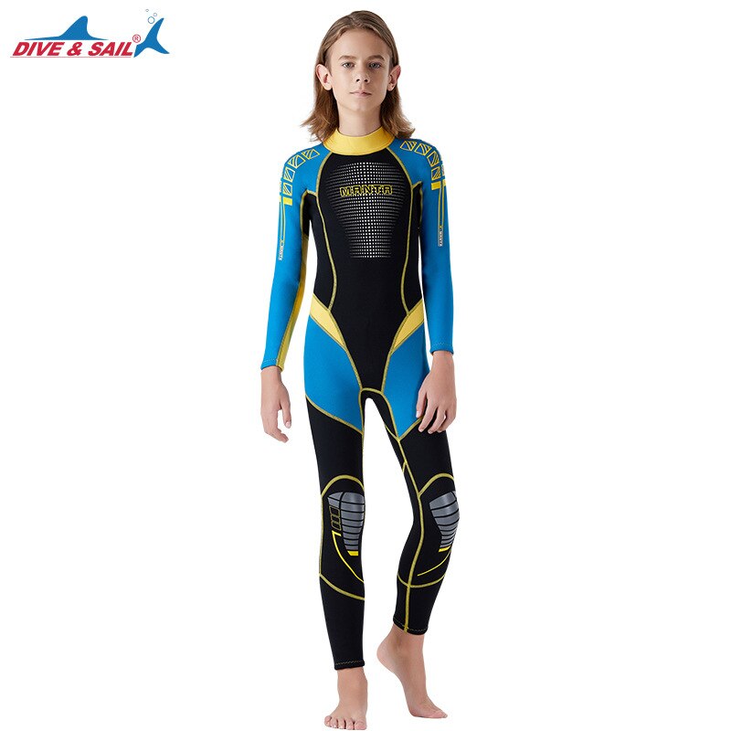 Children's Wetsuit - 2.5mm Neoprene Nylon - Geometric Pattern - Boys Snorkeling Surfing