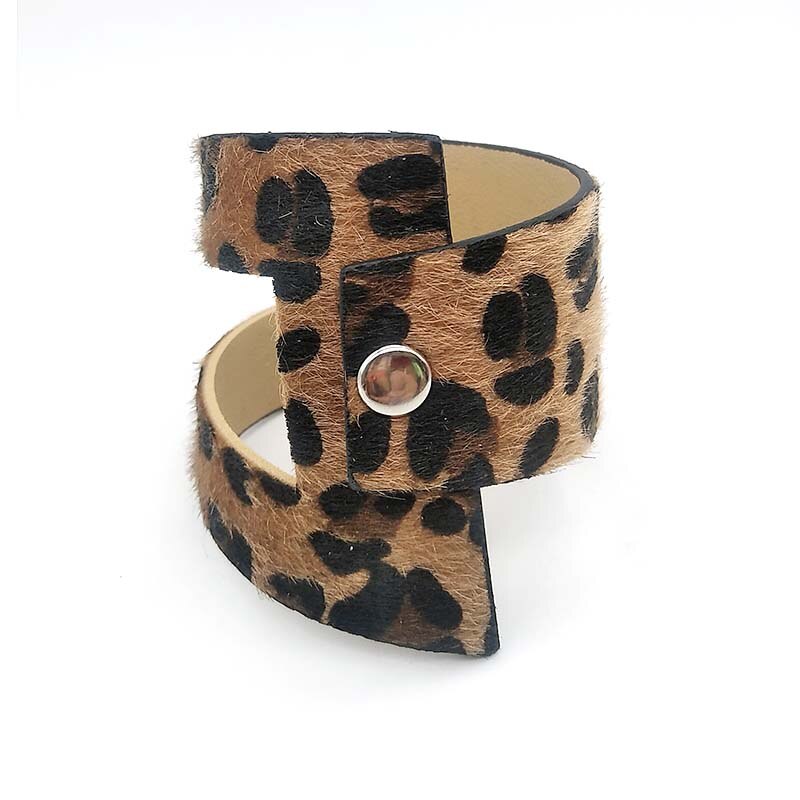 D&amp;D Triangle Circle Leopard Print Wide Leather Bracelets Women Vintage Leather Jewellery Cool: 1